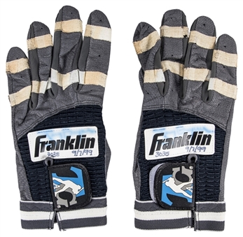 1999 Tony Gwynn Game Used, Signed & Inscribed Franklin Batting Gloves Used On 9/7/99 For Career Hit #3035 (Gwynn Family COA)